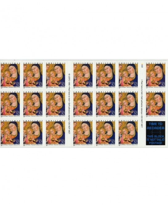US Stamp 1997 32c Christmas Madonna & Child Booklet of 20 Stamps 3176a $24.92 Collectible Postage Stamps