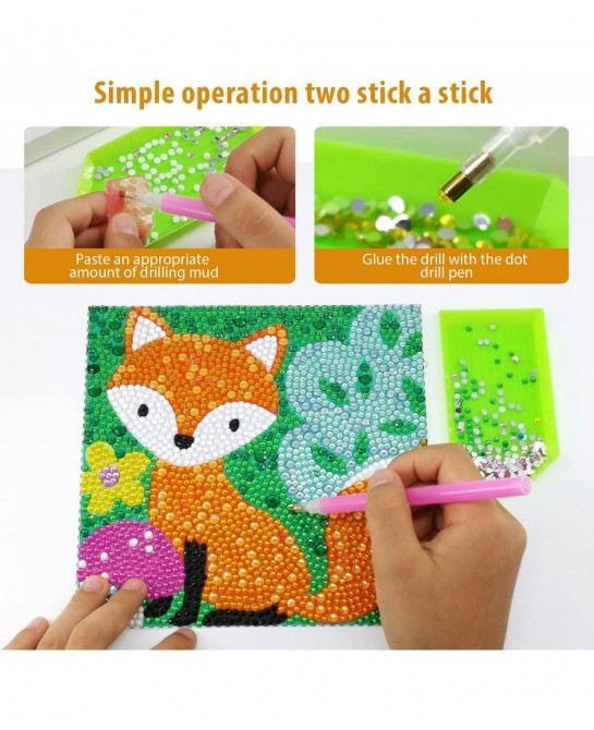 Diamond Painting for Kids with Wooden Frame Arts and Crafts for Kids Girls & Boys Easy Craft Kits Art Set Diamond Painting Ki...