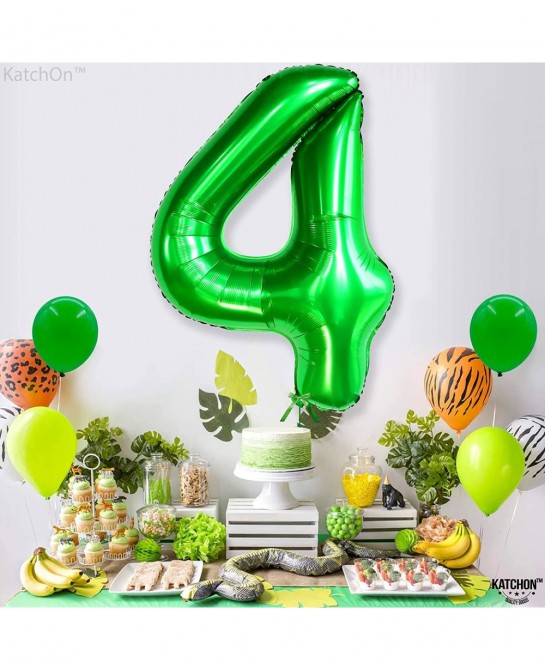 Giant Dark Green 4 Balloon Number - 40 Inch | 4th Birthday Balloons Dinosaur 4th Birthday Decorations for Boys | Green Number...