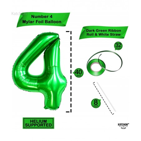 Giant Dark Green 4 Balloon Number - 40 Inch | 4th Birthday Balloons Dinosaur 4th Birthday Decorations for Boys | Green Number...