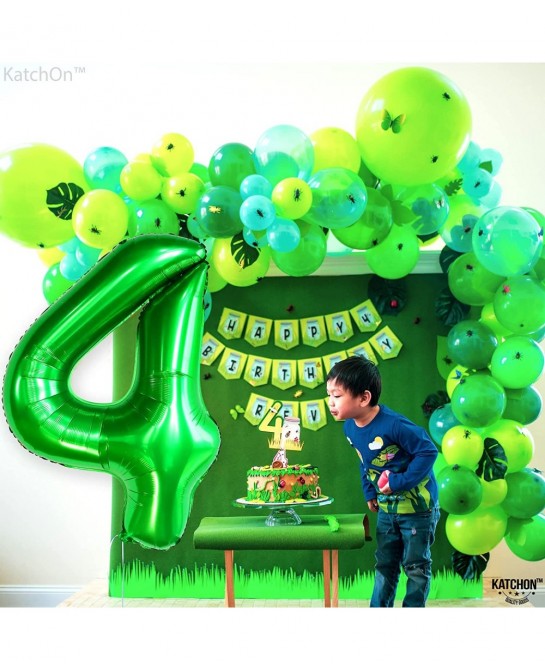 Giant Dark Green 4 Balloon Number - 40 Inch | 4th Birthday Balloons Dinosaur 4th Birthday Decorations for Boys | Green Number...