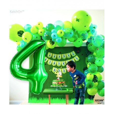 Giant Dark Green 4 Balloon Number - 40 Inch | 4th Birthday Balloons Dinosaur 4th Birthday Decorations for Boys | Green Number...