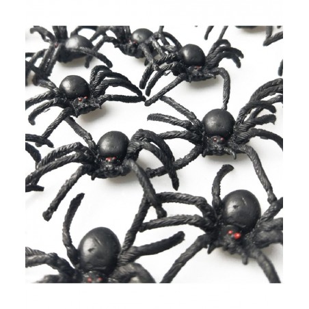 50PCS Realistic Halloween Plastic Spiders Small Size Black Spiders Toys Fake Spiders Prank Props for Halloween Party Decorati...
