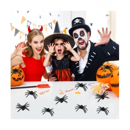 50PCS Realistic Halloween Plastic Spiders Small Size Black Spiders Toys Fake Spiders Prank Props for Halloween Party Decorati...