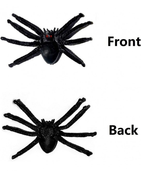50PCS Realistic Halloween Plastic Spiders Small Size Black Spiders Toys Fake Spiders Prank Props for Halloween Party Decorati...