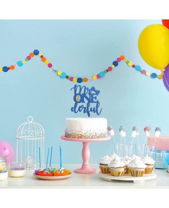 Mr. Onederful Cake Topper First Birthday Party Decroations Happy 1st Birthday $15.32 Kids' Party Decorations