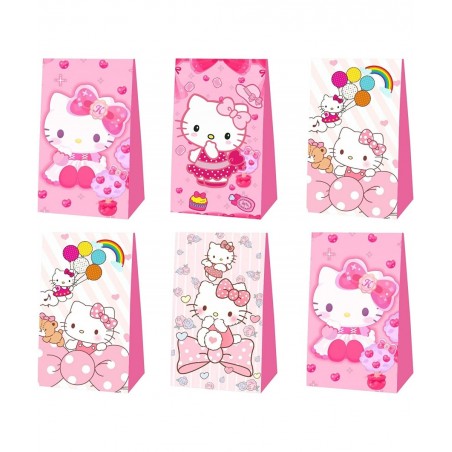 12 Pcs Kitty Birthday Decorations Cute Pink Party Favor Gift Bag Candy Bags for Kids Birthday Party Supplies $24.86 Kids' Par...