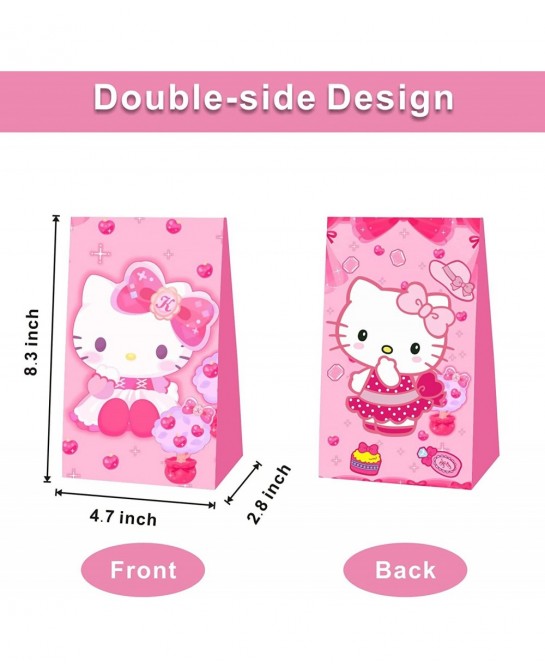 12 Pcs Kitty Birthday Decorations Cute Pink Party Favor Gift Bag Candy Bags for Kids Birthday Party Supplies $24.86 Kids' Par...