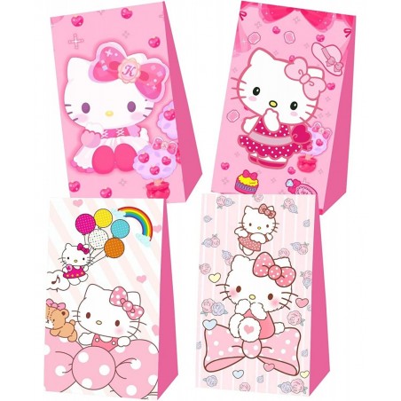 12 Pcs Kitty Birthday Decorations Cute Pink Party Favor Gift Bag Candy Bags for Kids Birthday Party Supplies $24.86 Kids' Par...