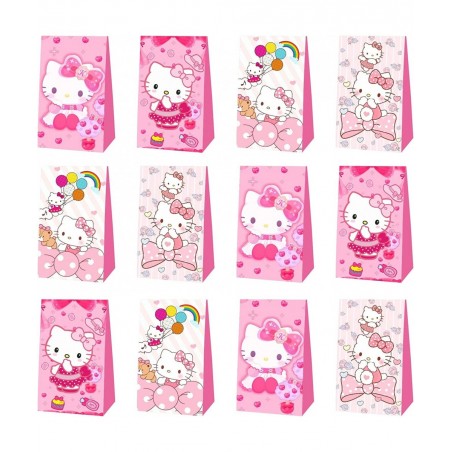 12 Pcs Kitty Birthday Decorations Cute Pink Party Favor Gift Bag Candy Bags for Kids Birthday Party Supplies $24.86 Kids' Par...