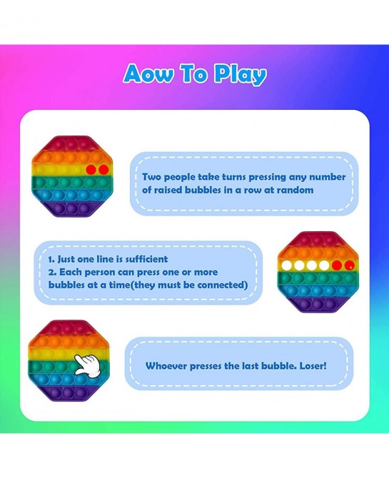 Rainbow Pop Fidget Pop Bubble it Sensory Fidget Autism Special Needs Reliever Squeeze Sensory Relieve Stress Help Restore Emo...