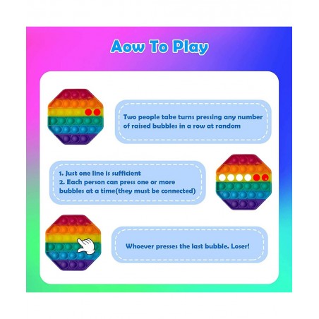 Rainbow Pop Fidget Pop Bubble it Sensory Fidget Autism Special Needs Reliever Squeeze Sensory Relieve Stress Help Restore Emo...