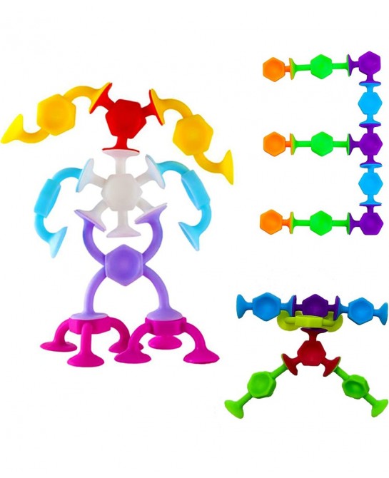 Suction Cup Toys Construction Set Silicone Building Blocks DIY Blocks Toys - Darts Sucker Toys are Fun Bath Toys 42 Piece Sen...