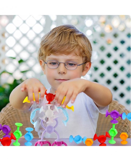 Suction Cup Toys Construction Set Silicone Building Blocks DIY Blocks Toys - Darts Sucker Toys are Fun Bath Toys 42 Piece Sen...