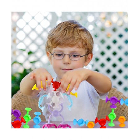 Suction Cup Toys Construction Set Silicone Building Blocks DIY Blocks Toys - Darts Sucker Toys are Fun Bath Toys 42 Piece Sen...