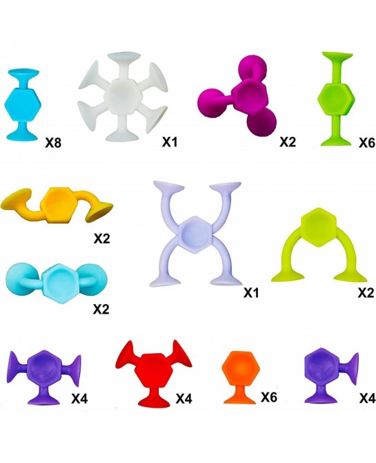Suction Cup Toys Construction Set Silicone Building Blocks DIY Blocks Toys - Darts Sucker Toys are Fun Bath Toys 42 Piece Sen...