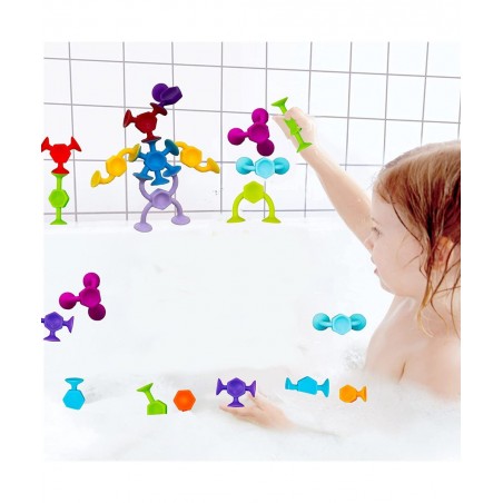 Suction Cup Toys Construction Set Silicone Building Blocks DIY Blocks Toys - Darts Sucker Toys are Fun Bath Toys 42 Piece Sen...