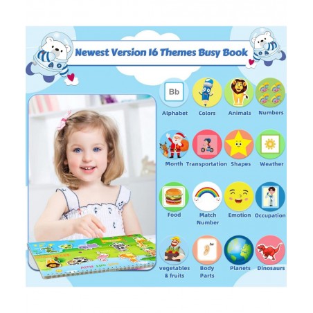 Montessori Busy Book 16+16 Themes Busy Book for Toddlers 3+ Preschool Montessori Busy Book for Kids to Develop Learning Skill...