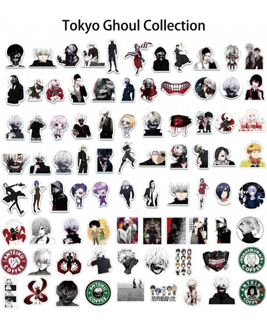Tokyo Anime Ghoul Stickers(100pcs with Kaneki Ken Cosplay Mask )Gifts Horror mask Tokyo Anime Ghoul Merch Party Stickers for ...