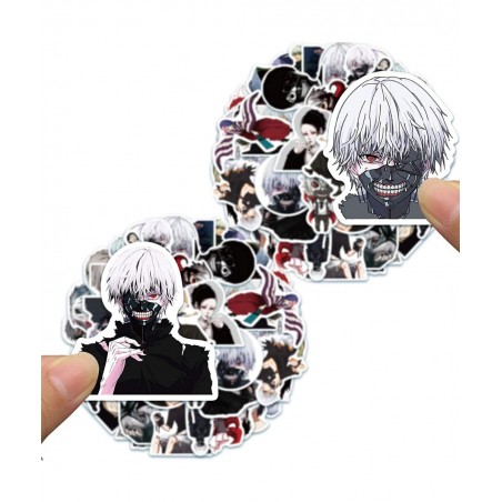 Tokyo Anime Ghoul Stickers(100pcs with Kaneki Ken Cosplay Mask )Gifts Horror mask Tokyo Anime Ghoul Merch Party Stickers for ...