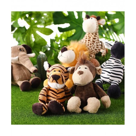 12 Pieces Safari Stuffed Animals 11.8 Inch Jungle Animal Toys Set Boys Girls Plush Forest Animals Lion Elephant Zebra Giraffe...