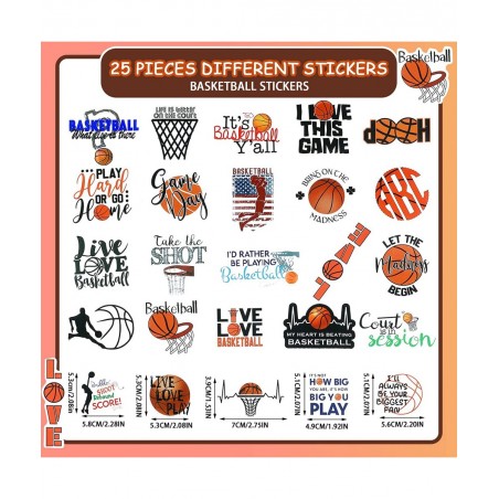 200 Pieces Basketball Stickers Waterproof Stickers Inspirational Vinyl Decals Basketball Gifts for Boys and Girls Laptop Wate...