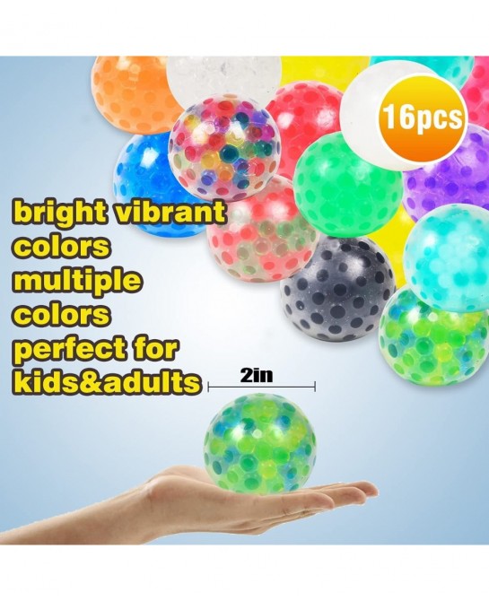 YAOJITOY 16Pack Sensory Stress Balls Set Squishy Squeeze Balls Filled with Stress Balls Alleviate Anxiety Tension and Improve...