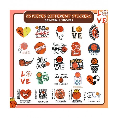 200 Pieces Basketball Stickers Waterproof Stickers Inspirational Vinyl Decals Basketball Gifts for Boys and Girls Laptop Wate...