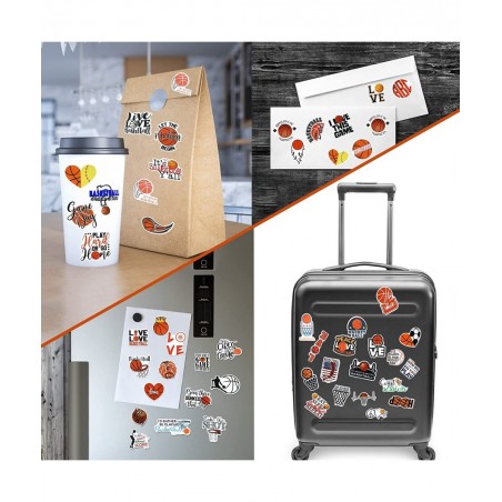 200 Pieces Basketball Stickers Waterproof Stickers Inspirational Vinyl Decals Basketball Gifts for Boys and Girls Laptop Wate...