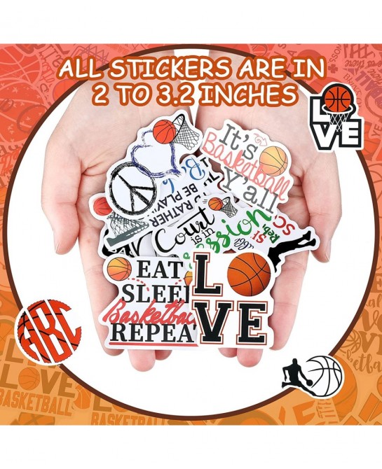 200 Pieces Basketball Stickers Waterproof Stickers Inspirational Vinyl Decals Basketball Gifts for Boys and Girls Laptop Wate...