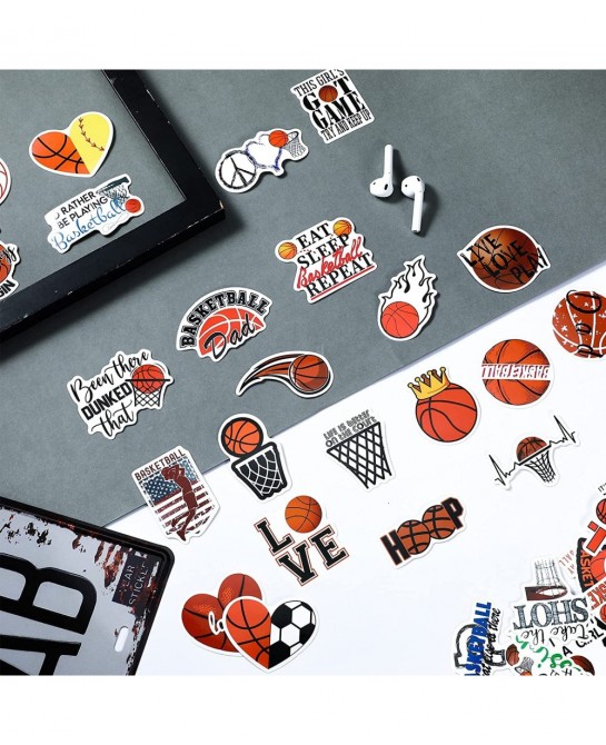 200 Pieces Basketball Stickers Waterproof Stickers Inspirational Vinyl Decals Basketball Gifts for Boys and Girls Laptop Wate...