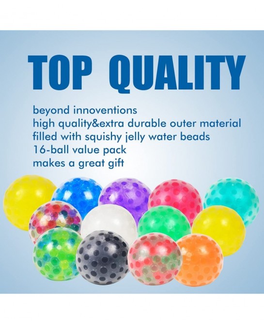 YAOJITOY 16Pack Sensory Stress Balls Set Squishy Squeeze Balls Filled with Stress Balls Alleviate Anxiety Tension and Improve...
