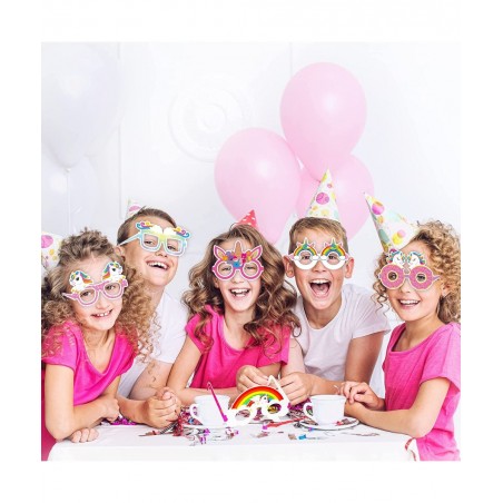12 Pcs Unicorn Party Favors Valentines Unicorn Rainbow Birthday Glasses Decorations Unicorn Paper Eyeglasses Valentine's Day ...