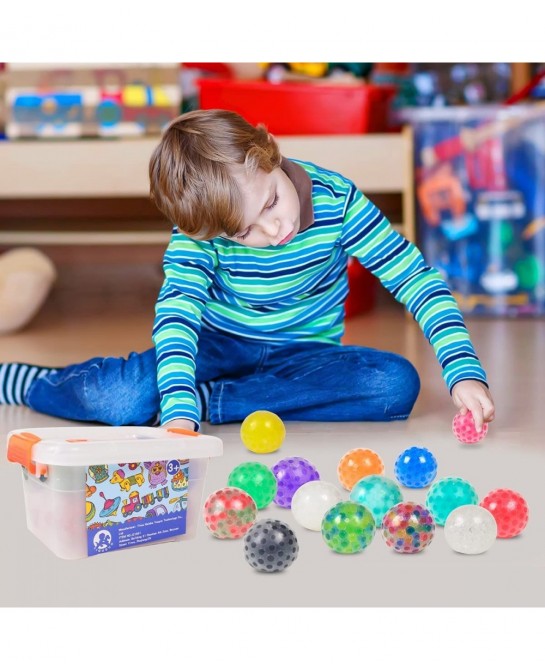 YAOJITOY 16Pack Sensory Stress Balls Set Squishy Squeeze Balls Filled with Stress Balls Alleviate Anxiety Tension and Improve...