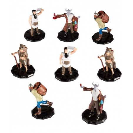Monster Townsfolk Mini Fantasy Figures - Merchants - 8pc Hand-Painted Non Player Character NPC Miniatures - 1" Hex-Sized Comp...