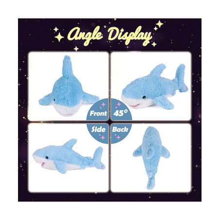 LED Plush Shark Light up Stuffed Animal Floppy Night Lights Glow in The Dark Birthday Festival for Kids Toddler Girls Blue 16...