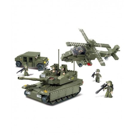 M38-B0309 Amphibious Onrush Blocks Army Bricks Toy-K-1 Tank and Hind Helicopter and Hummer Squad Car $71.89 Toy Vehicle Playsets