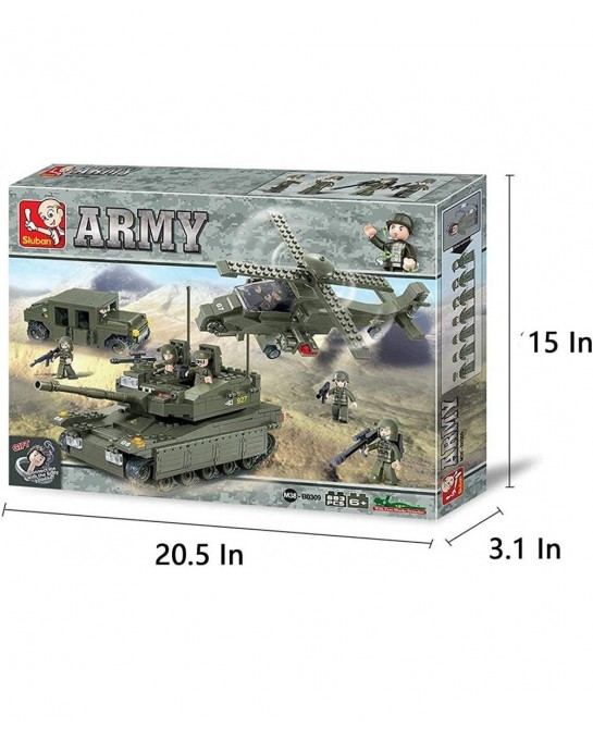 M38-B0309 Amphibious Onrush Blocks Army Bricks Toy-K-1 Tank and Hind Helicopter and Hummer Squad Car $71.89 Toy Vehicle Playsets