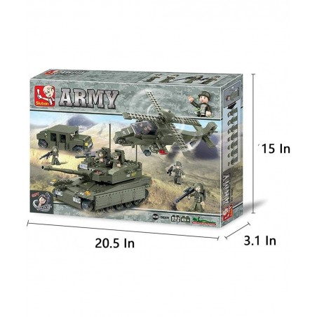 M38-B0309 Amphibious Onrush Blocks Army Bricks Toy-K-1 Tank and Hind Helicopter and Hummer Squad Car $71.89 Toy Vehicle Playsets