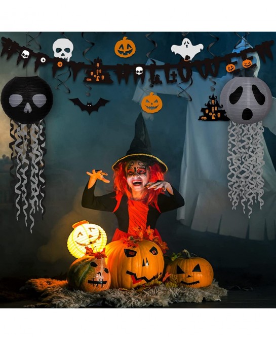 Halloween Party Decorations Halloween Decorations Indoor Including Happy Halloween Banner Wire Lanterns Hanging Swirls Castle...