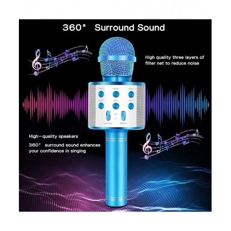 Handheld Bluetooth Karaoke Microphone-Kids Birthday Wireless Mic Singing Toys-Gifts for Age 3 4 5 6 7 8 9 10 Years Old Girls ...
