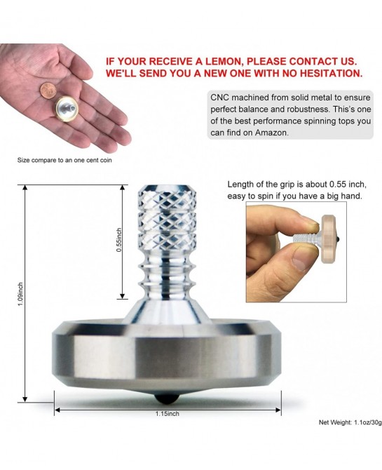 Premium Spinning Top Stainless Steel Collar with Aluminum Stem 8-10 Minutes High Precision EDC Desktop Toy DST-810R $94.13 No...