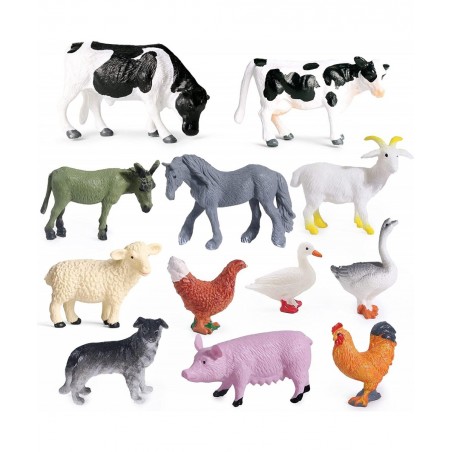 12Pcs Mini Farm Animal Figurines Realistic Farm Animal Figures Toys Plastic Farm Barn Animals Playset Miniature Farm Animal T...