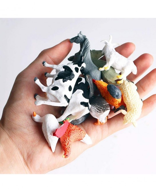 12Pcs Mini Farm Animal Figurines Realistic Farm Animal Figures Toys Plastic Farm Barn Animals Playset Miniature Farm Animal T...