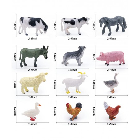 12Pcs Mini Farm Animal Figurines Realistic Farm Animal Figures Toys Plastic Farm Barn Animals Playset Miniature Farm Animal T...