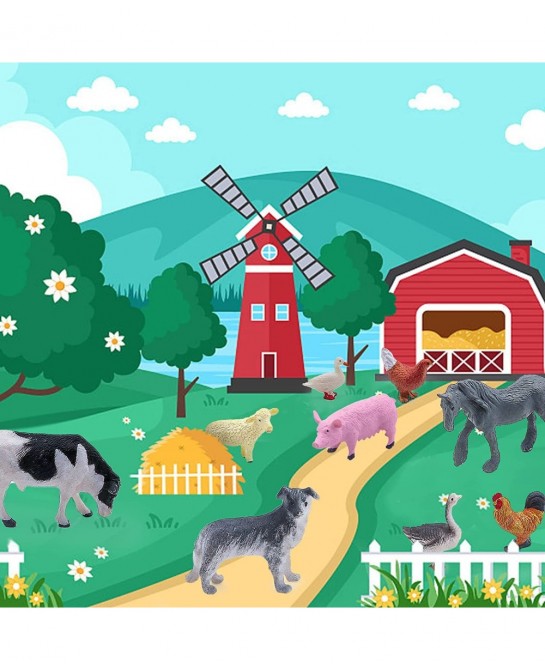 12Pcs Mini Farm Animal Figurines Realistic Farm Animal Figures Toys Plastic Farm Barn Animals Playset Miniature Farm Animal T...