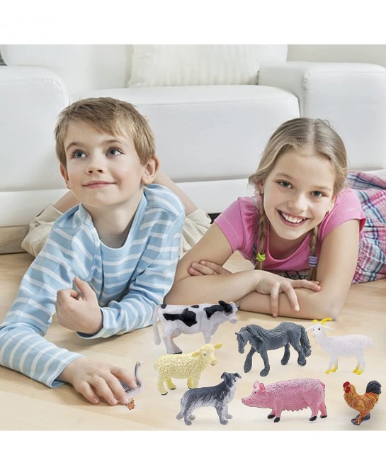 12Pcs Mini Farm Animal Figurines Realistic Farm Animal Figures Toys Plastic Farm Barn Animals Playset Miniature Farm Animal T...