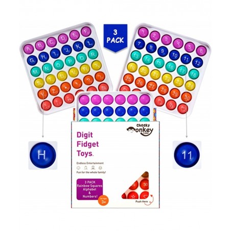 Pop It with Letters Alphabet Numbers Toy Anti-Anxiety Autism Sensory ABC Learning Educational Push Bubble Fidget Toys for Kid...