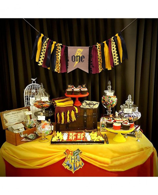 One Potter Highchair Banner - Harry Party Birthday Decorations Potter Inspired High Chairbanner Little Wizard Party potter Bi...