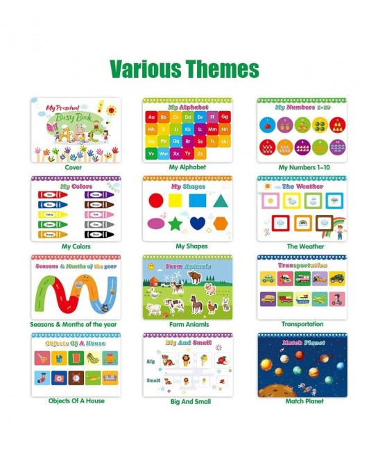My Preschool Montessori Toys for Kids & Toddlers 11 Themes Reusable Waterproof Busy Book Quiet Book Activity Board Busy Educa...